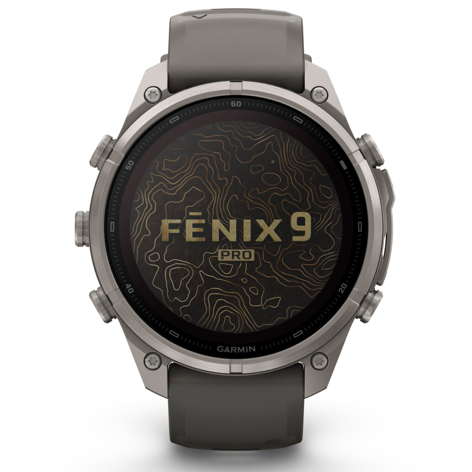Спортивные часы Garmin Fenix 9 Pro Solar 51mm Titanium with Pebble Gray/Silver Gray Silicone Band