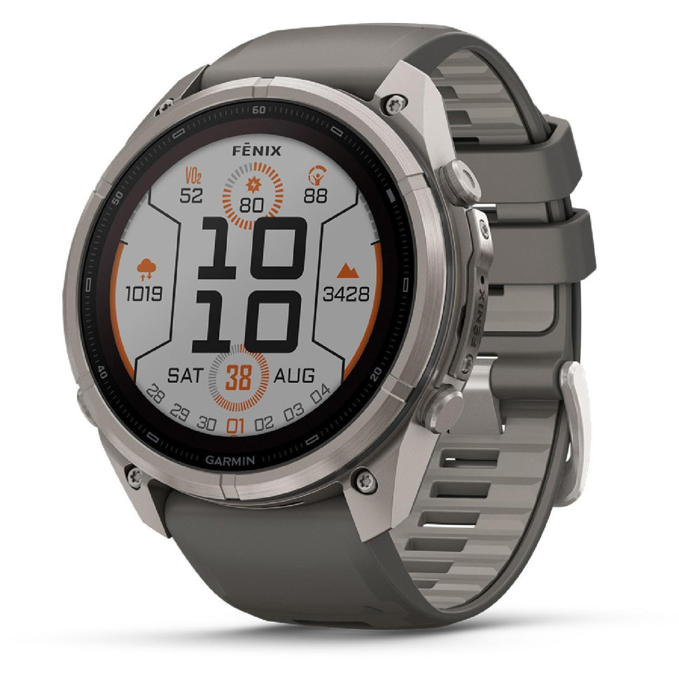 Спортивные часы Garmin Fenix 9 Pro Solar 51mm Titanium with Pebble Gray/Silver Gray Silicone Band