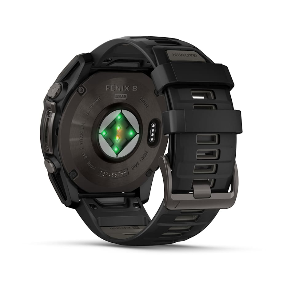 Спортивные часы Garmin Fenix 8 51мм Solar, Sapphire титановый черный с DLC-покрытием и черным ремешком 