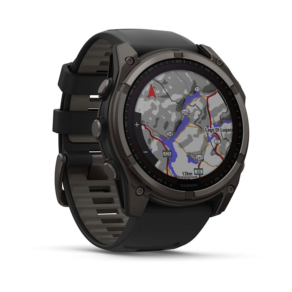 Спортивные часы Garmin Fenix 8 - 47мм Solar, Sapphire титановый черный с DLC-покрытием и черным ремешком 