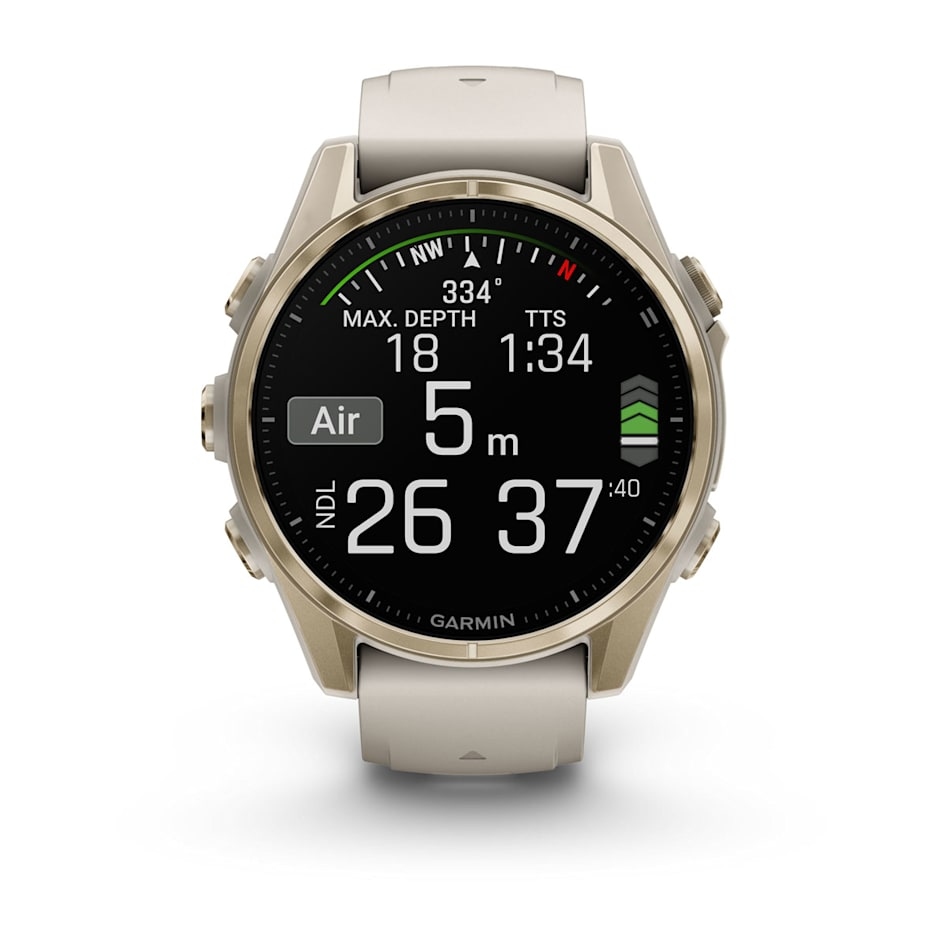 Спортивные часы Garmin fenix 8 43 мм, AMOLED Sapphire, золотистый корпус, серый ремешок 