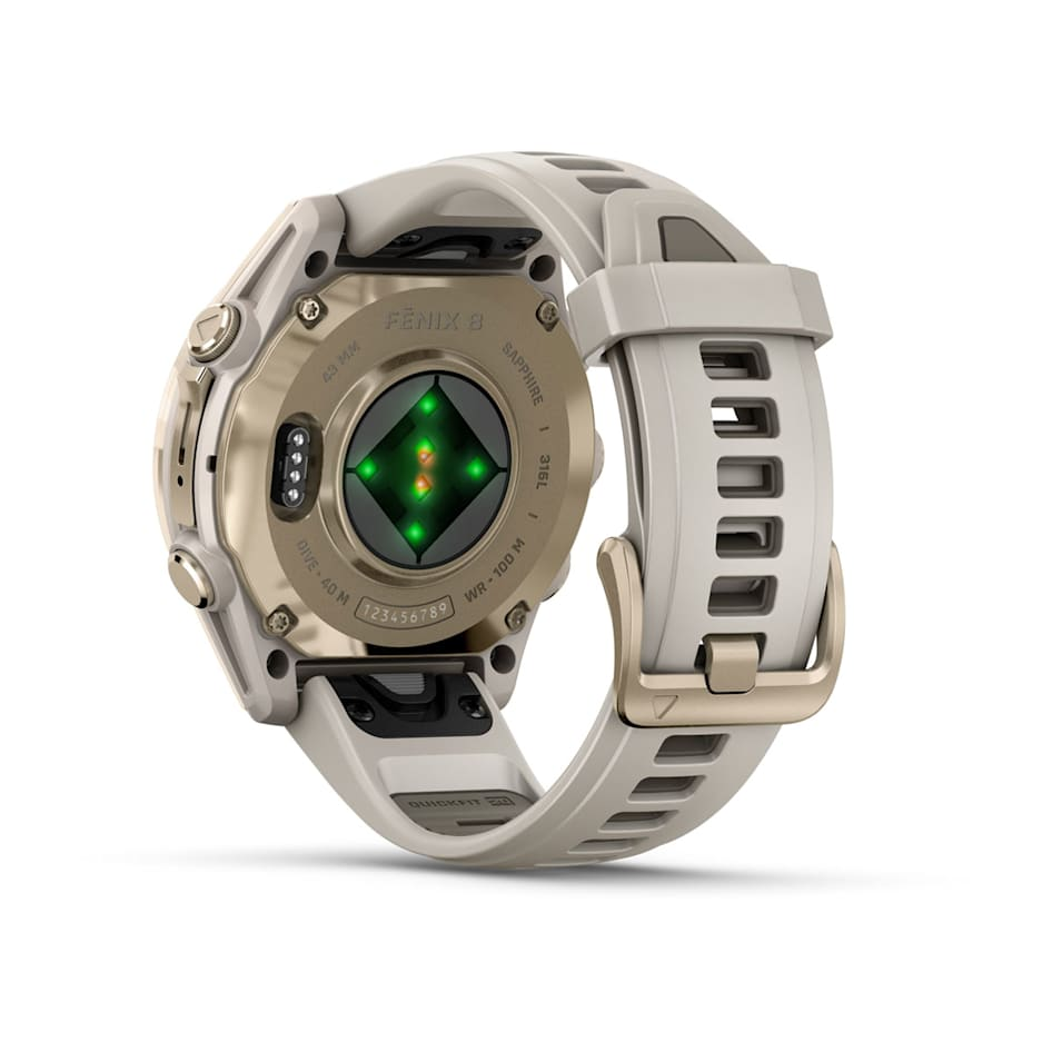 Спортивные часы Garmin fenix 8 43 мм, AMOLED Sapphire, золотистый корпус, серый ремешок 