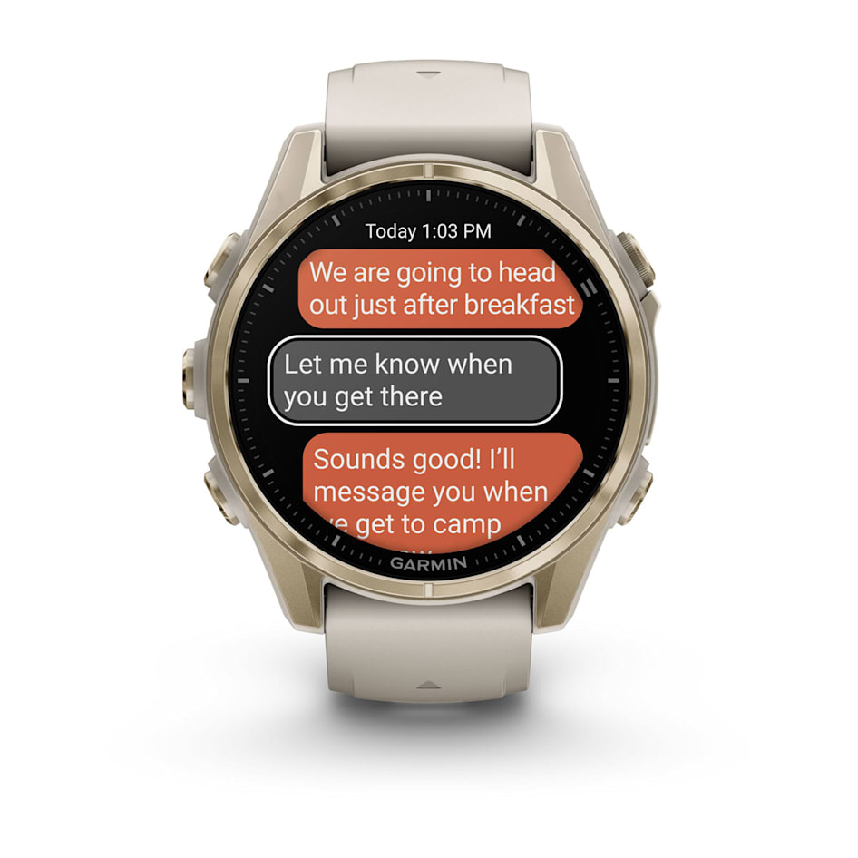 Спортивные часы Garmin fenix 8 43 мм, AMOLED Sapphire, золотистый корпус, серый ремешок 