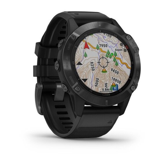 Спортивные часы Garmin FENIX 6 Pro Solar серый с черным ремешком