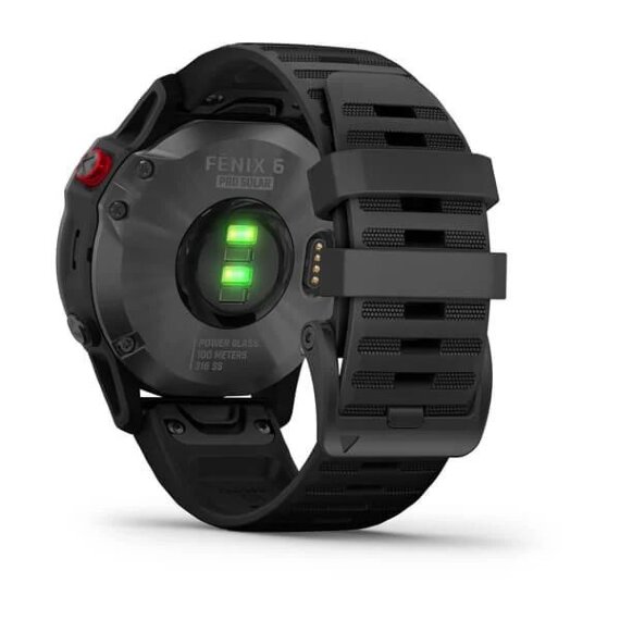 Спортивные часы Garmin FENIX 6 Pro Solar серый с черным ремешком