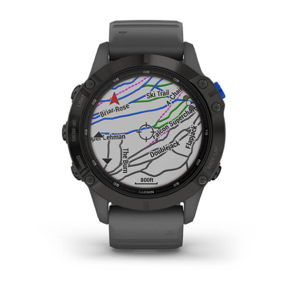 Спортивные часы Garmin Fenix 6 Pro Solar черный с серым ремешком