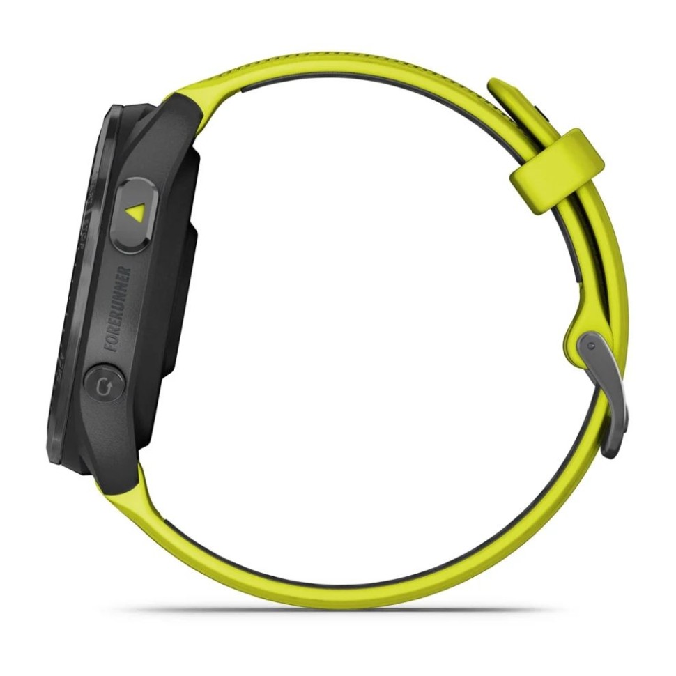 Спортивные часы Garmin Forerunner 965 черные, темно-серый DLC титановый безель, с желто-черным ремешком
