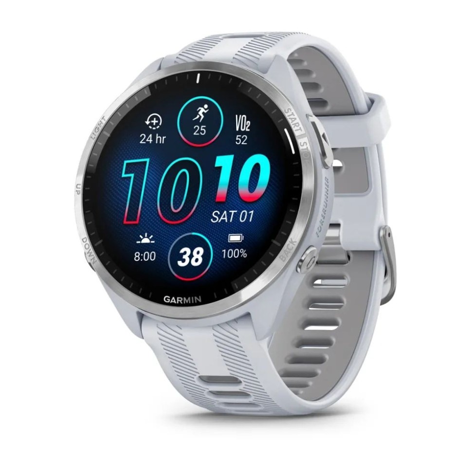 Спортивные часы Garmin Forerunner 965 белые, титановый безель, с белым ремешком